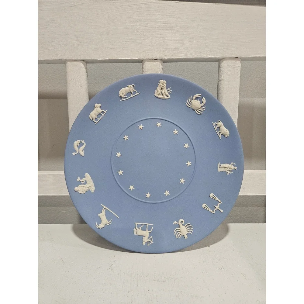Vintage Wedgewood Jasperware Blue Astrology Zodiac Collector Plate 9.5